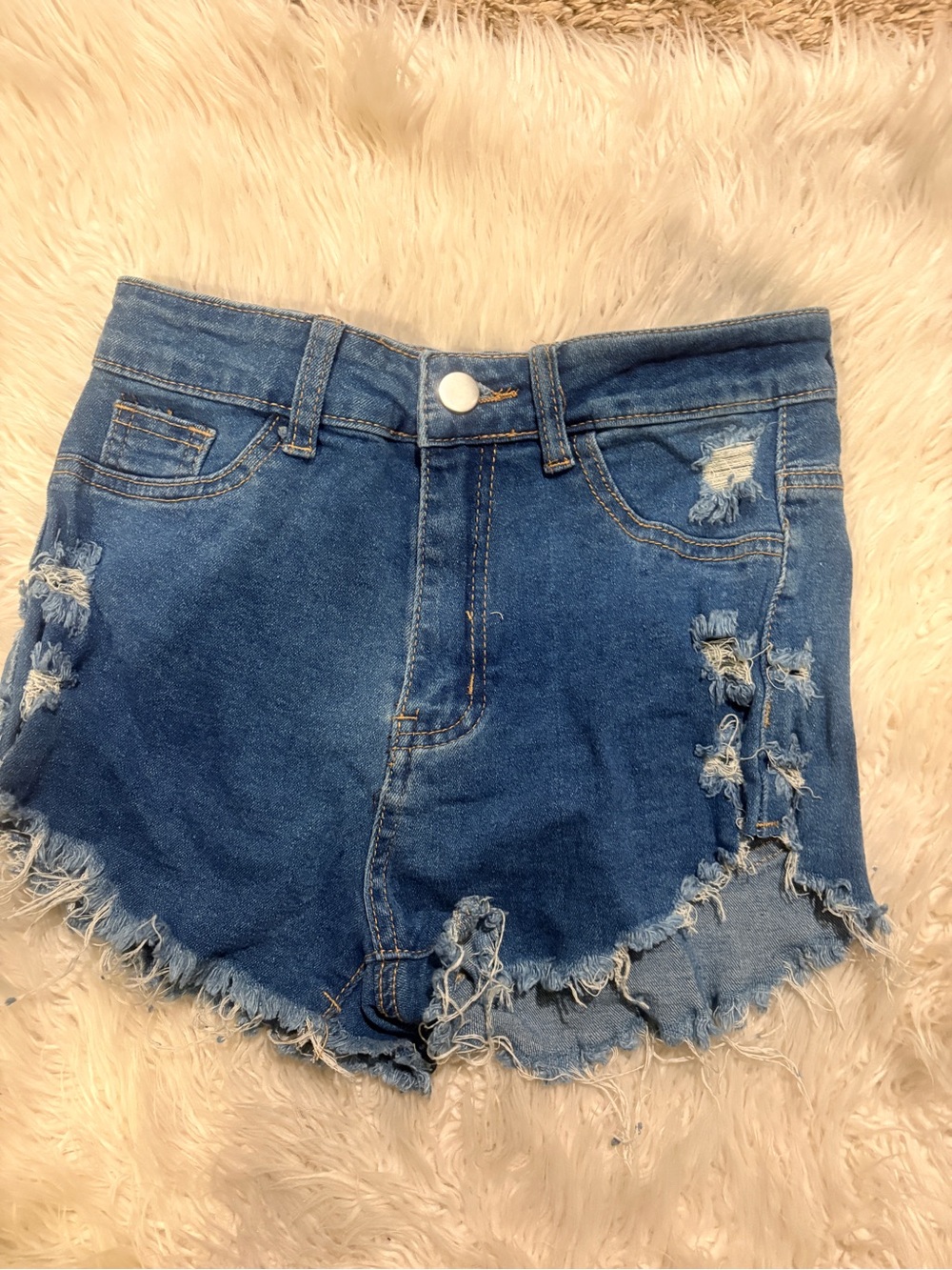 SHEIN Distressed Denim Jean Shorts - Blue